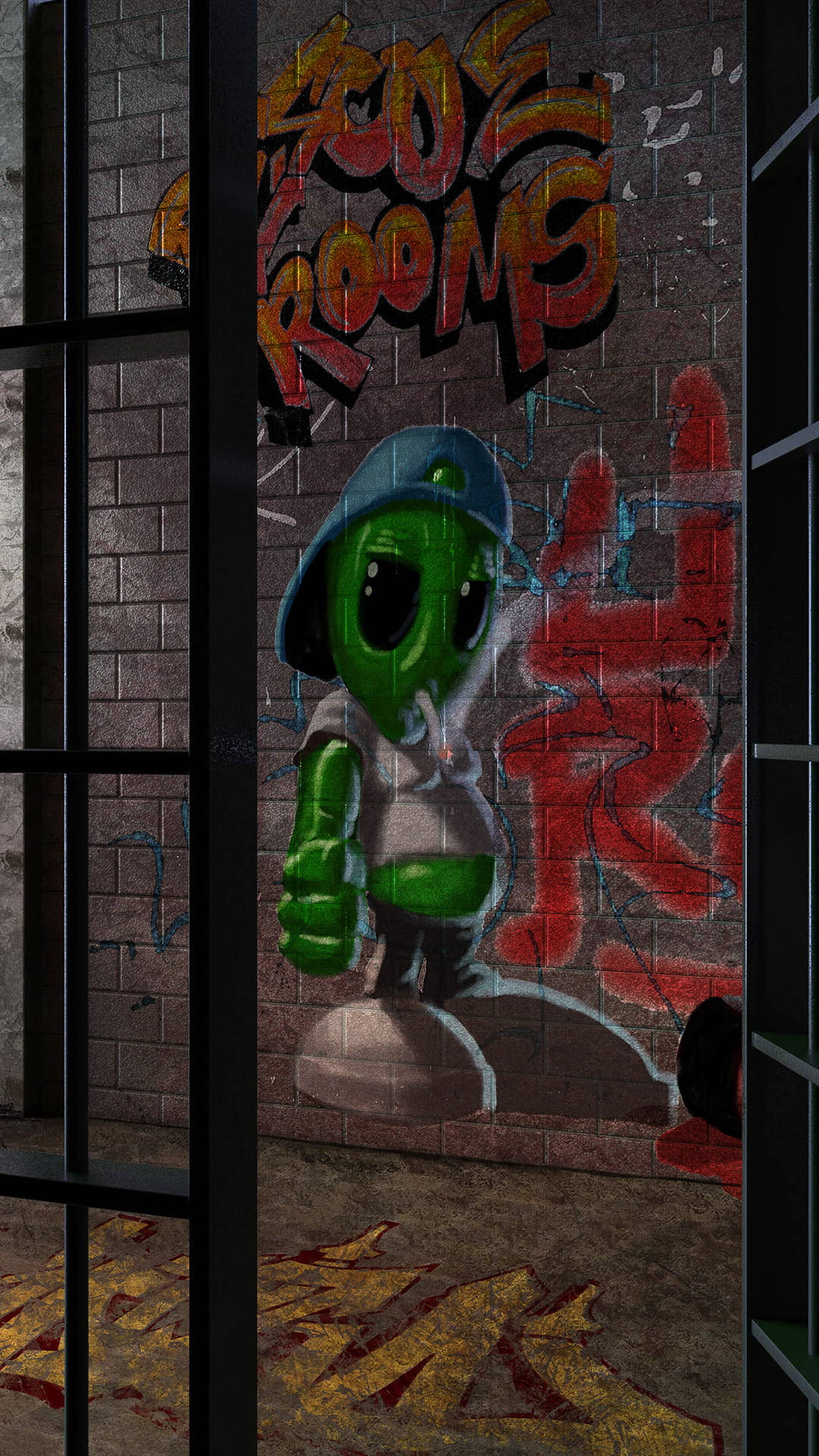 green alien, blue cap, white shirt, Full HD Phone Wallpaper