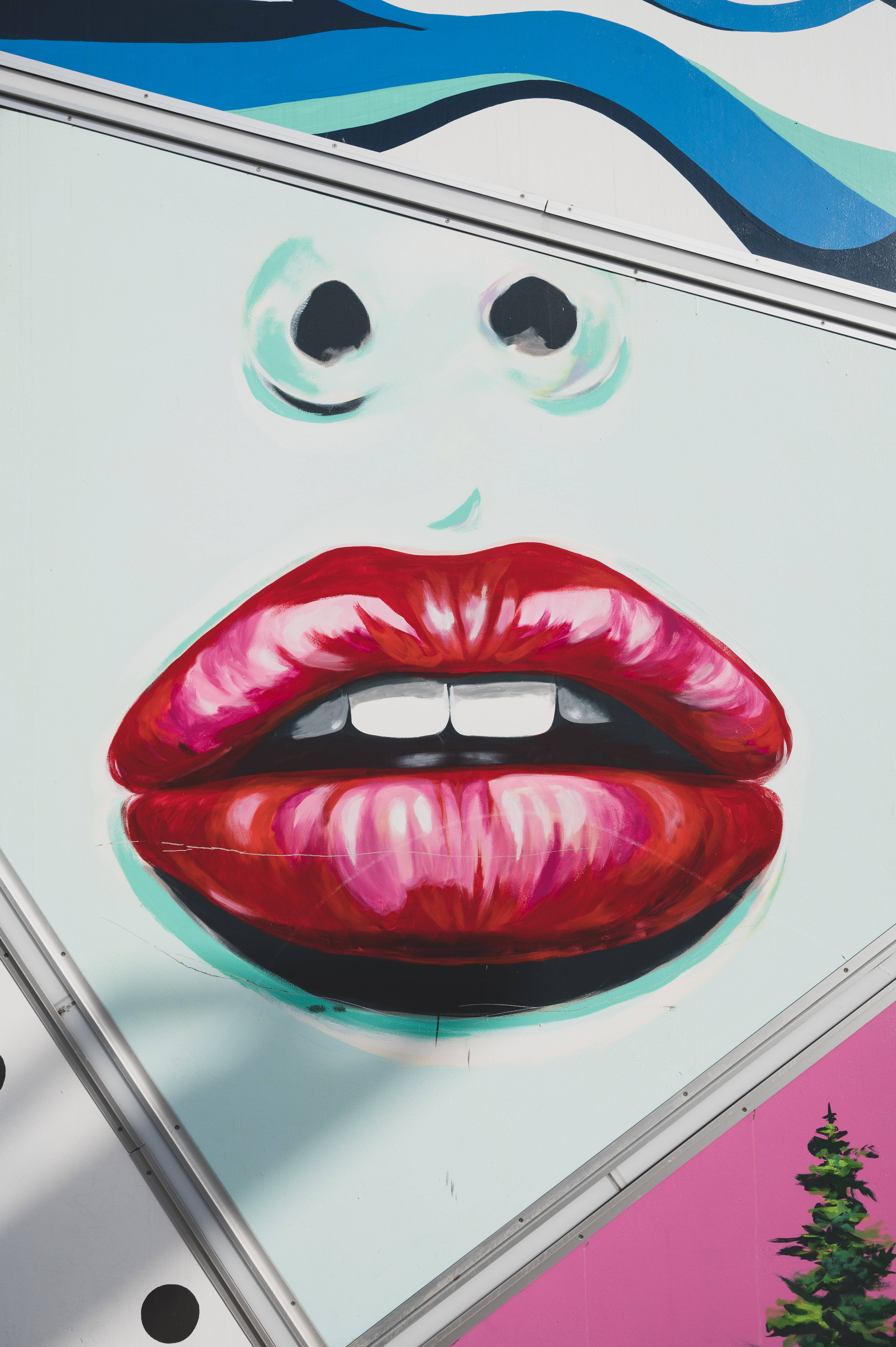 red lipstick, stylized face, bold red lips, 5K Phone Wallpaper