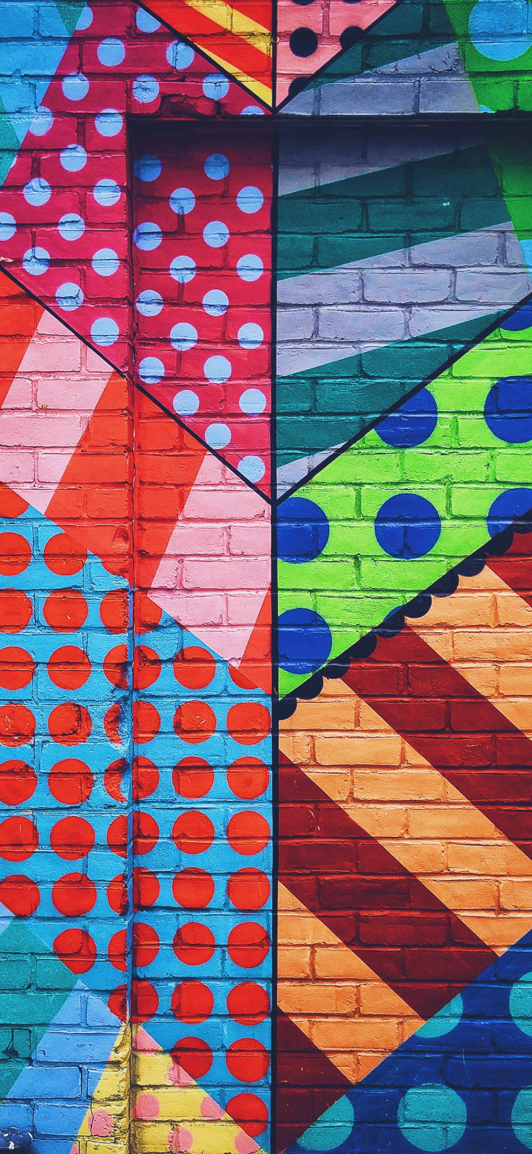 geometric graffiti art, bold polka dots, stripes, 4K Phone Wallpaper