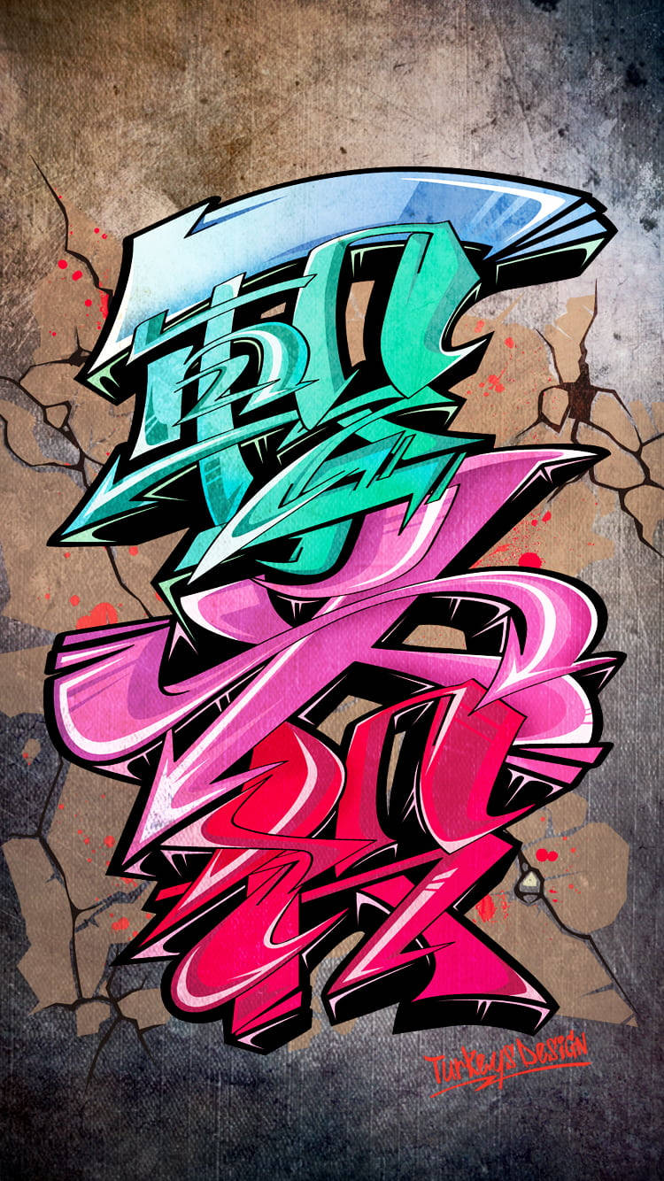 teal, pink, cracked concrete, HD Phone Wallpaper