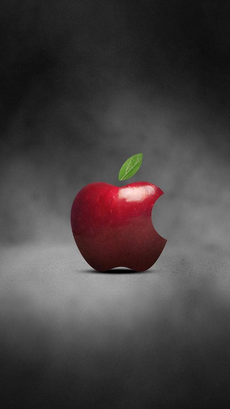 bitten red apple logo, glossy red apple, bite mark, HD Phone Wallpaper