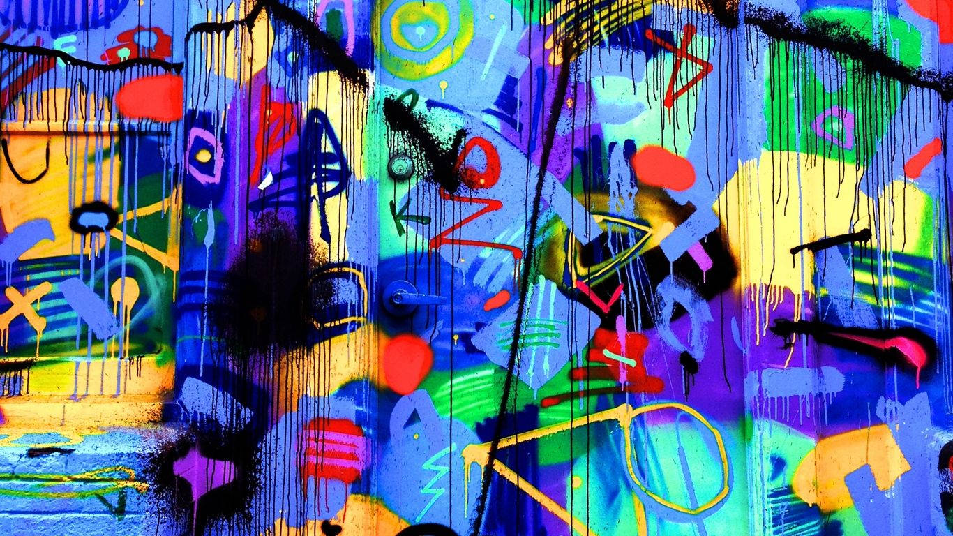paint drips, graffiti art, textured wall, HD Desktop Wallpaper