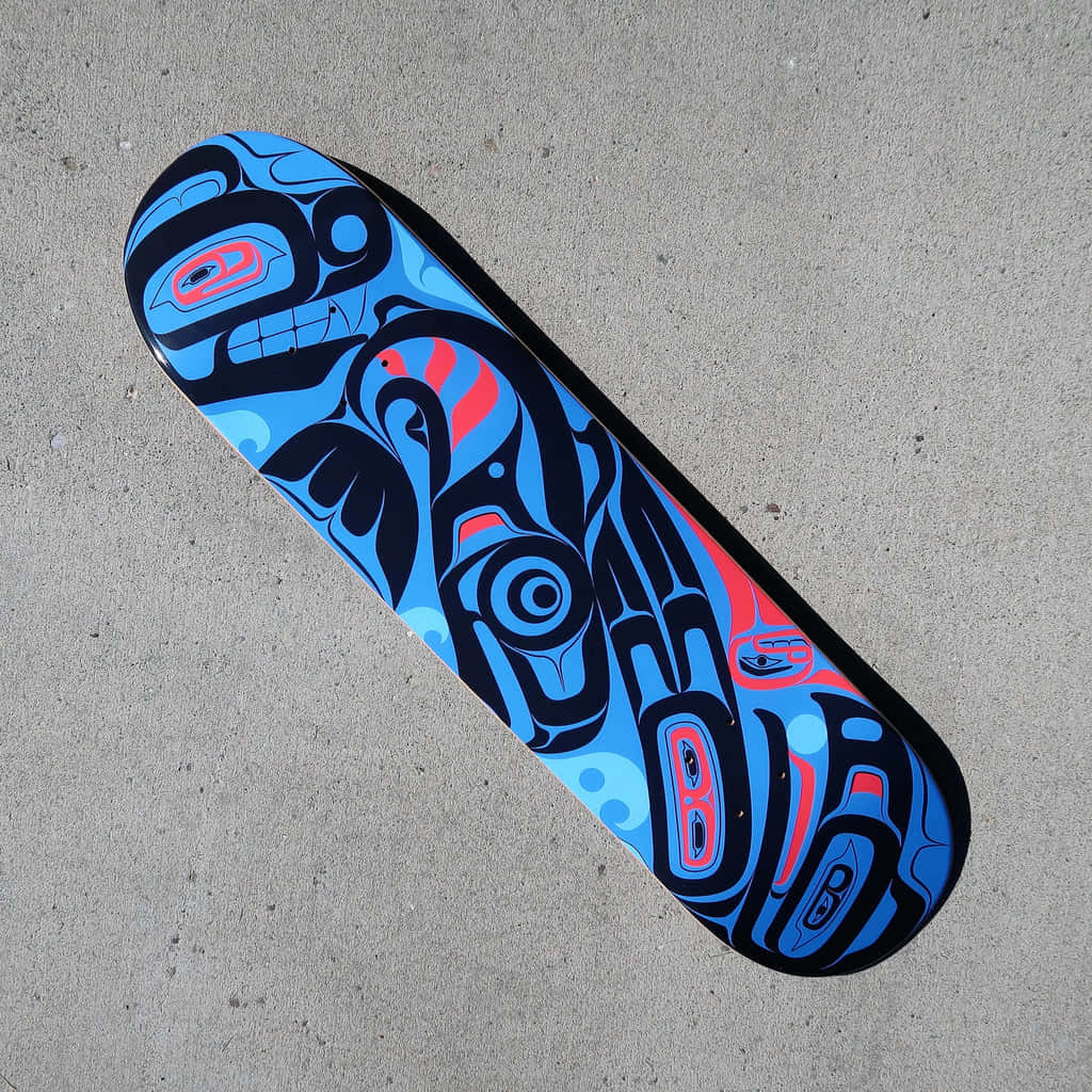 graffiti art skateboard deck, blue, black, SD Desktop Wallpaper