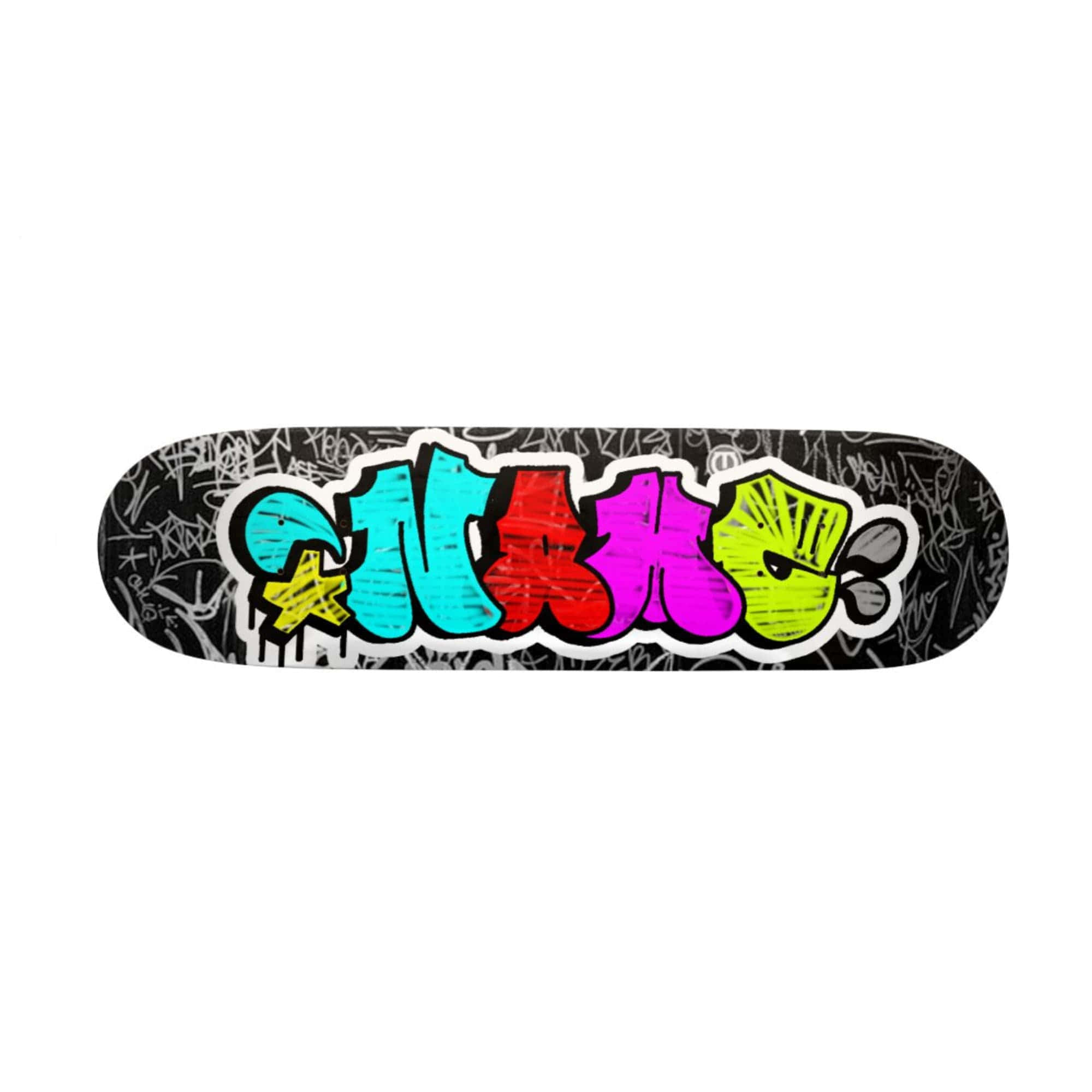 colorful graffiti skateboard deck, cyan, red, Full HD Desktop Wallpaper