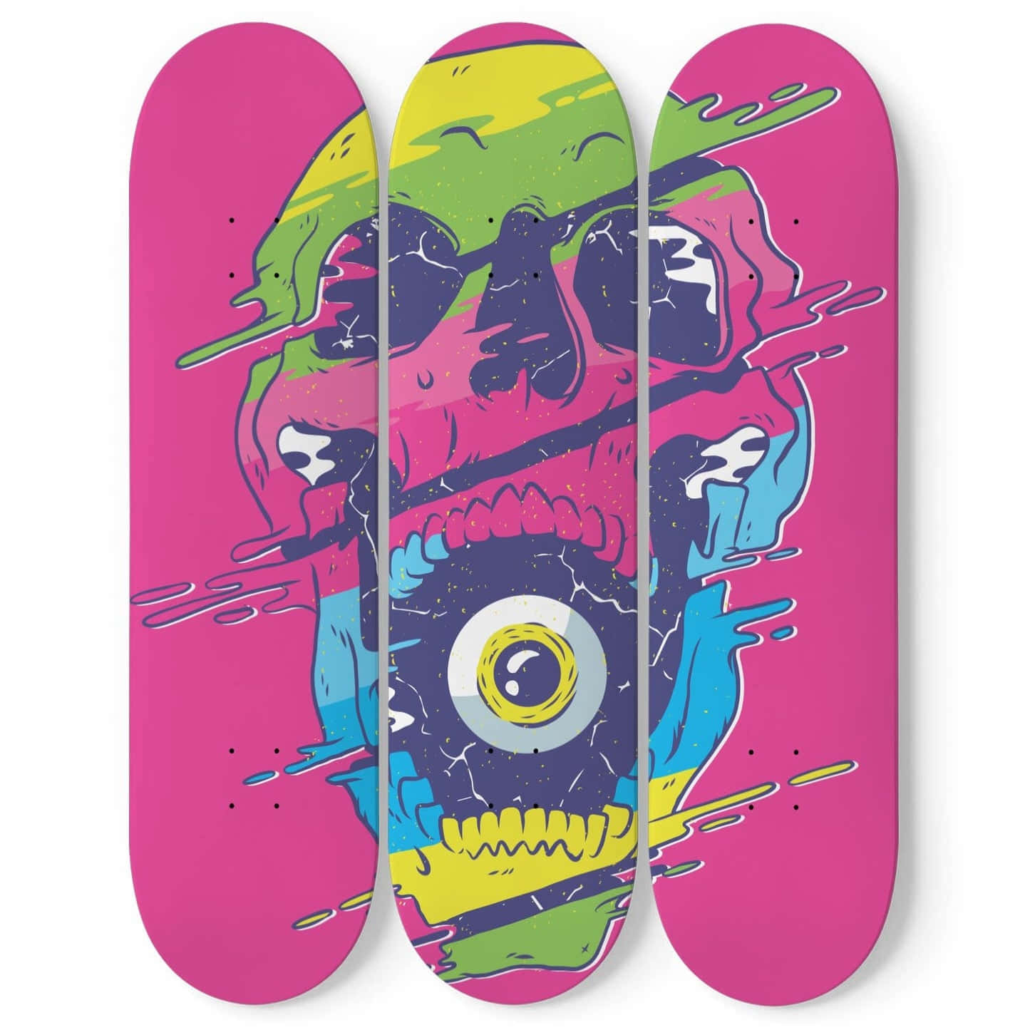 psychedelic skull, dripping neon colors, central eyeball design, HD Desktop Wallpaper