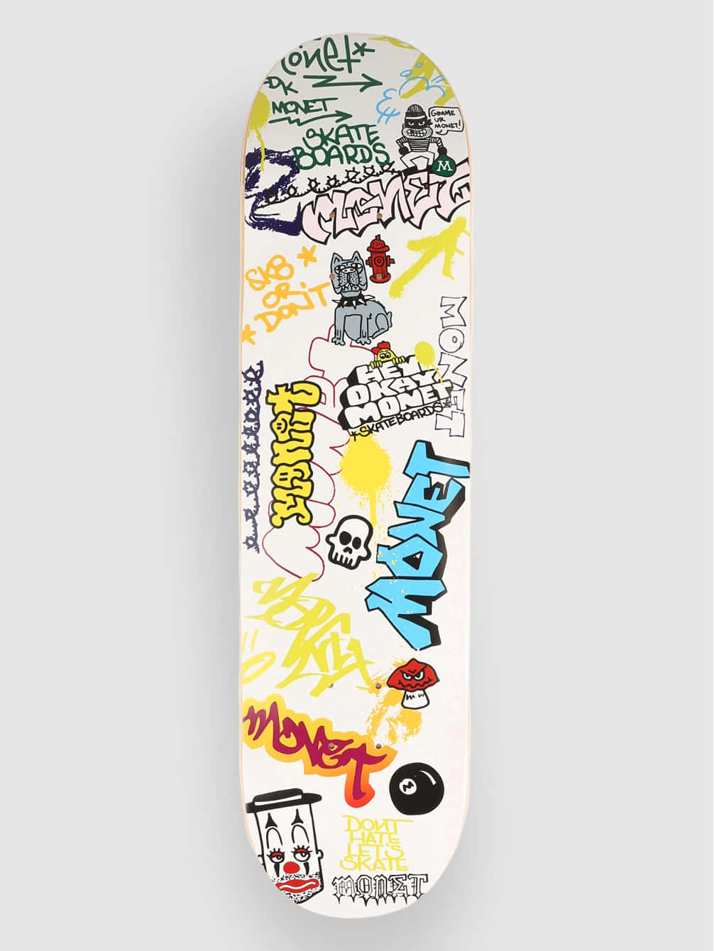 graffiti art skateboard deck, white skateboard deck, colorful graffiti art, HD Phone Wallpaper
