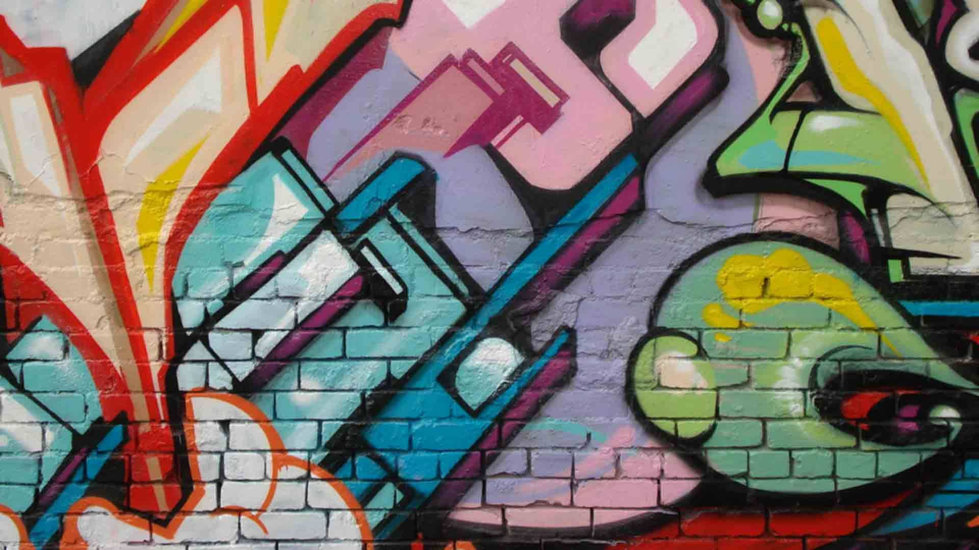 street style graffiti laptop, Graffiti Art, weathered brick wall, Full HD Desktop Wallpaper