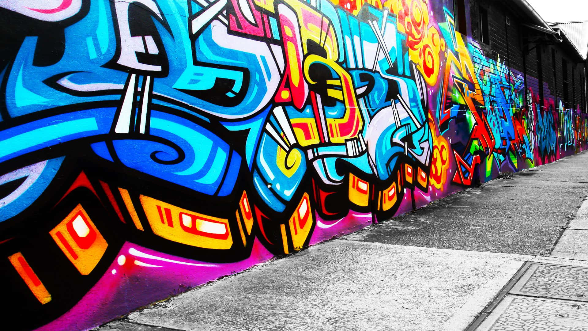 neon colors, bold blues, pinks, Full HD Desktop Wallpaper