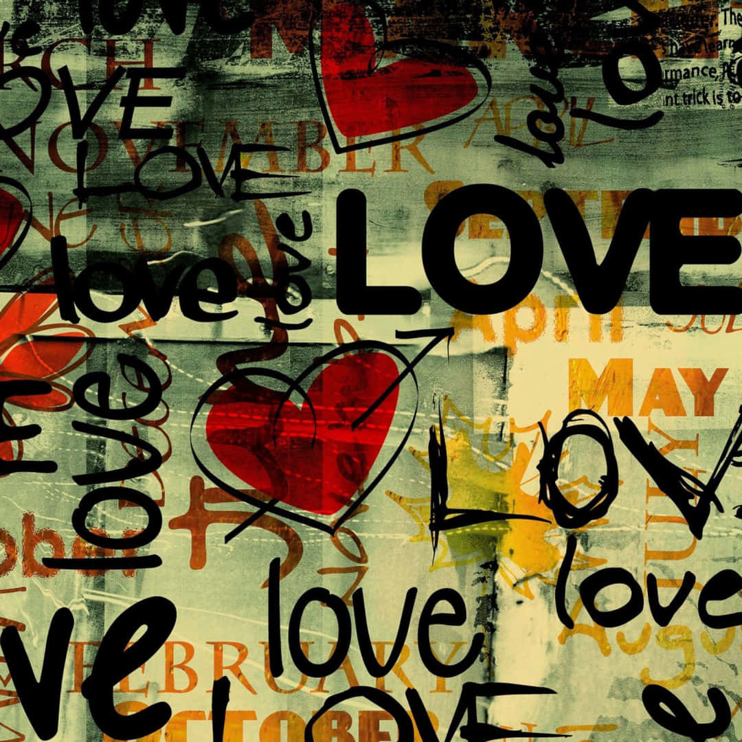 Graffiti, love hearts, month names, SD Desktop Wallpaper