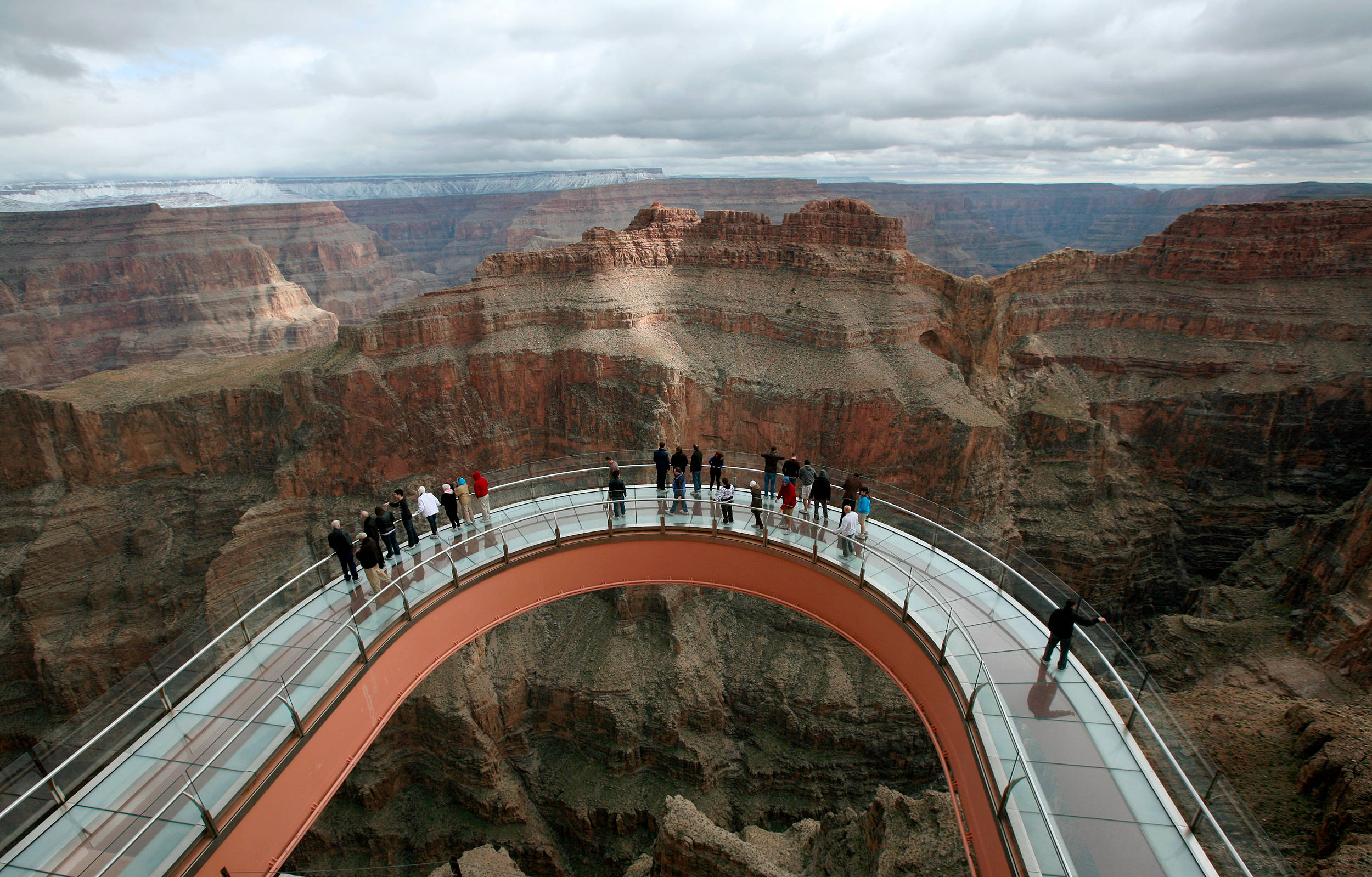 Grand Canyon, sunset, glass-bottomed skywalk, Full HD Desktop Wallpaper