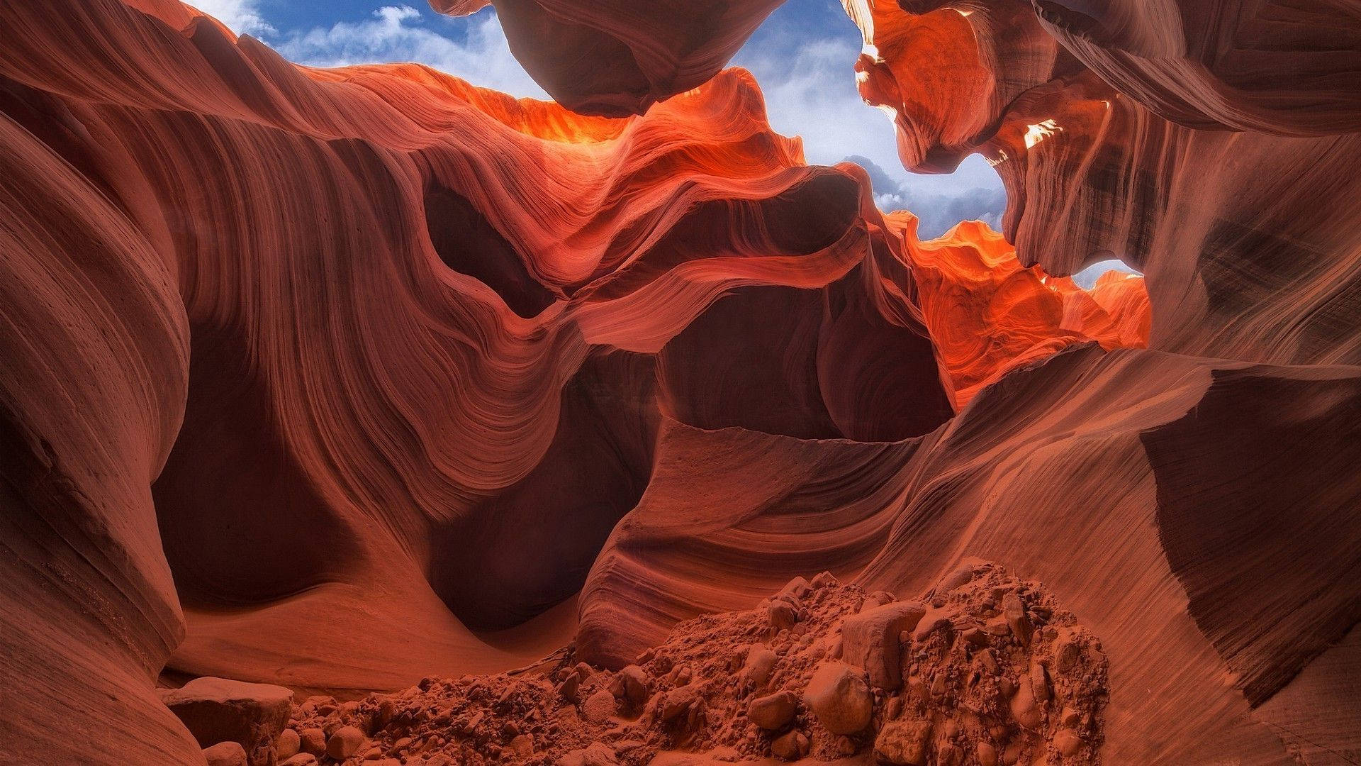 Red Mountain Canyon, red sandstone formations, narrow slot canyon, Full HD Desktop Wallpaper