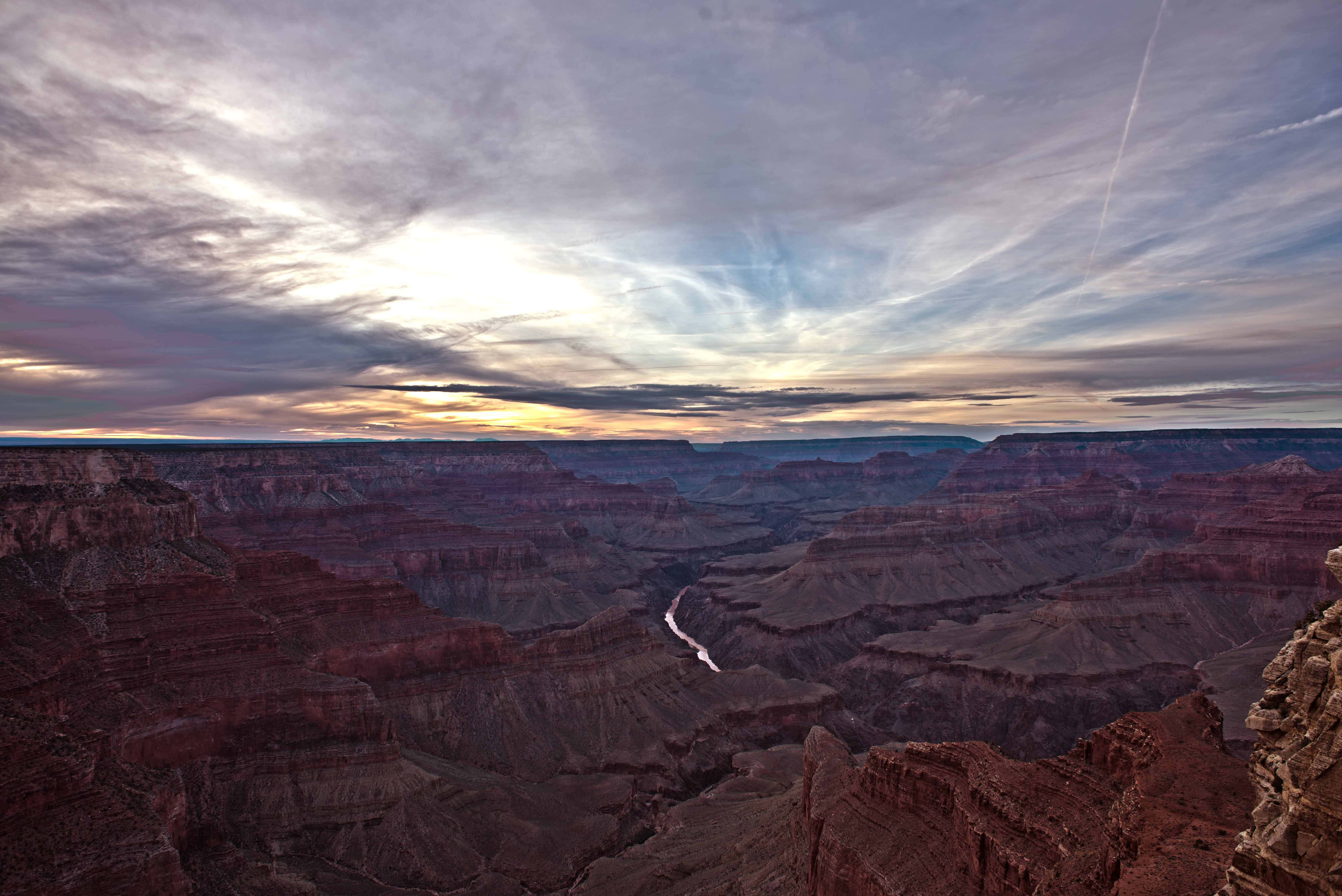 Grand Canyon, sunset, red rock formations, 5K Desktop Wallpaper