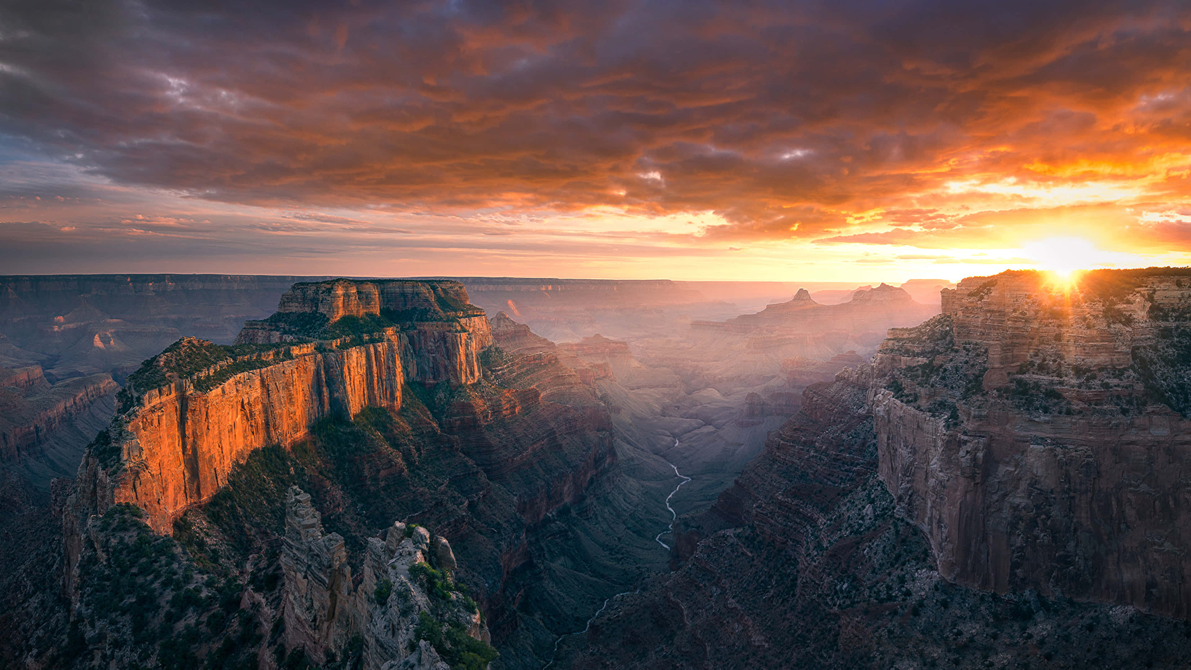 Grand Canyon, sunrise, fiery orange, 4K Desktop Wallpaper