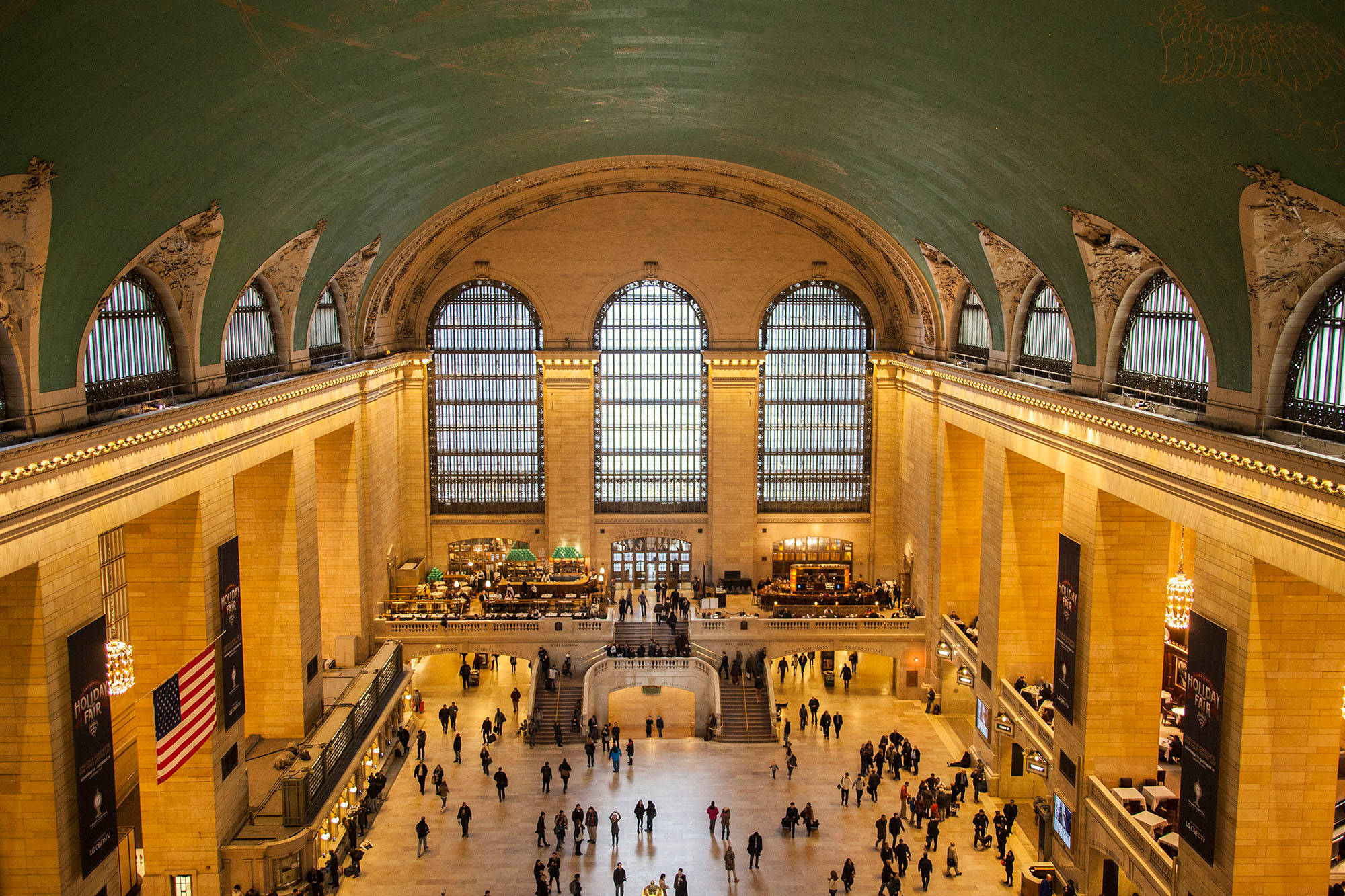 Grand Central Station, gold light, green paint, Full HD Desktop Wallpaper