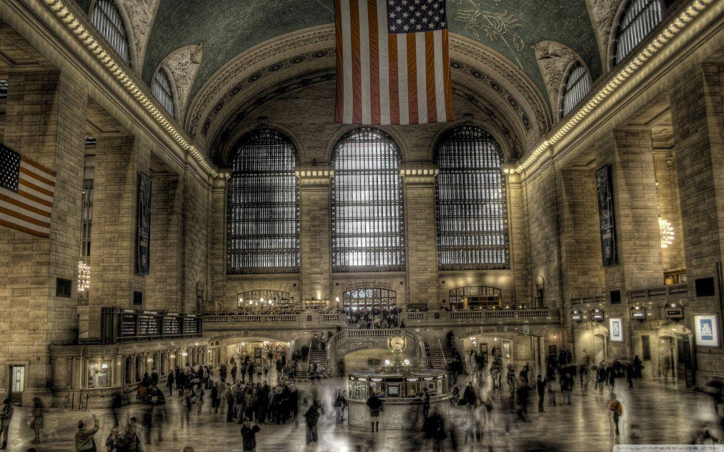 Grand Central Terminal, stone train station hall, soaring arches, HD Desktop Wallpaper