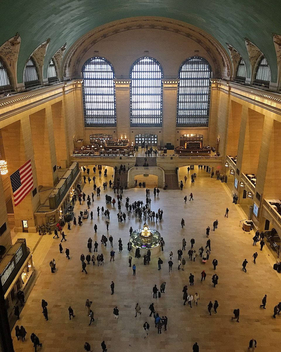 Grand Central Terminal, arched ceiling, marble floors, SD Phone Wallpaper