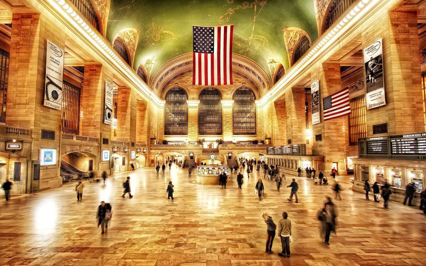 Grand Central Terminal, stone arches, golden light, HD Desktop Wallpaper