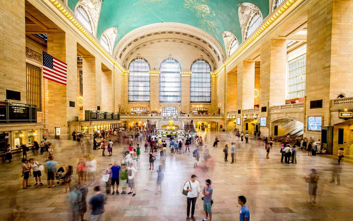 Grand Central Terminal, teal murals, golden trim, HD Desktop Wallpaper