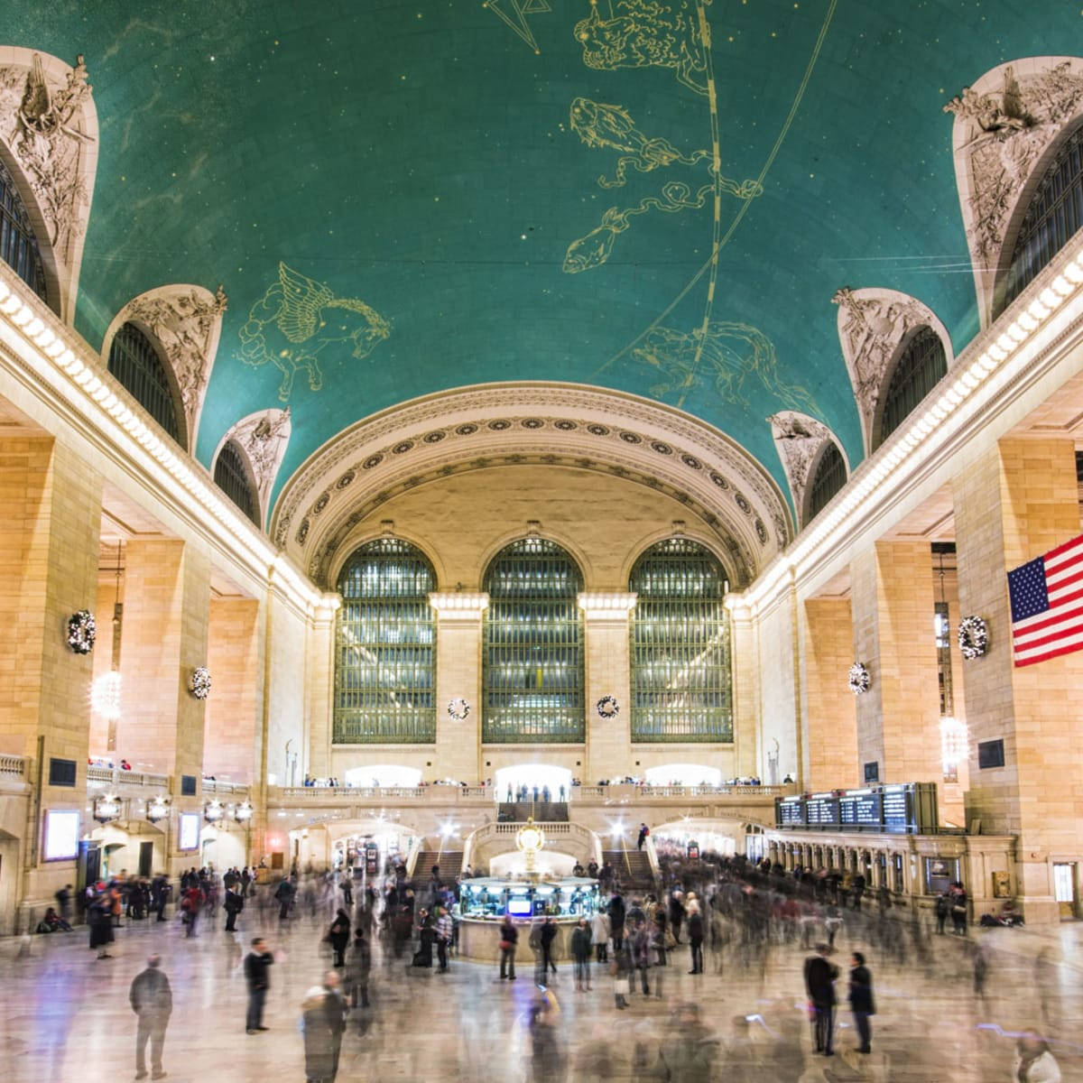 Grand Central Terminal, teal ceiling, golden constellations, SD Desktop Wallpaper
