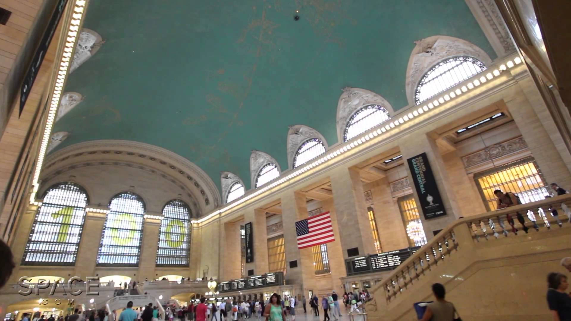 Grand Central Terminal, vaulted ceiling, teal paint, Full HD Desktop Wallpaper