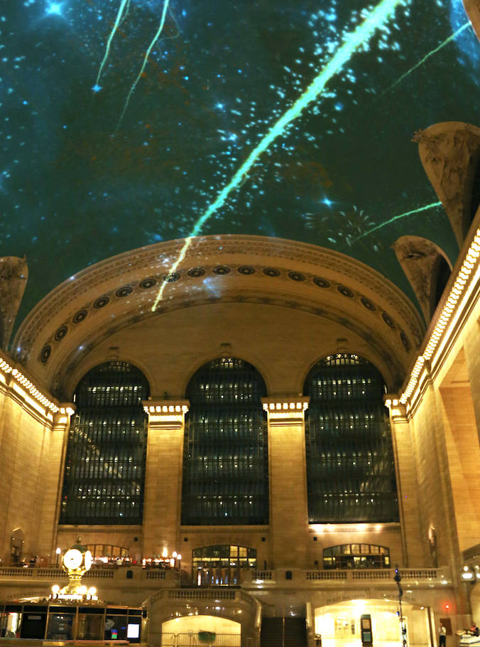 Grand Central Terminal, vaulted ceiling, starry night sky, SD Phone Wallpaper