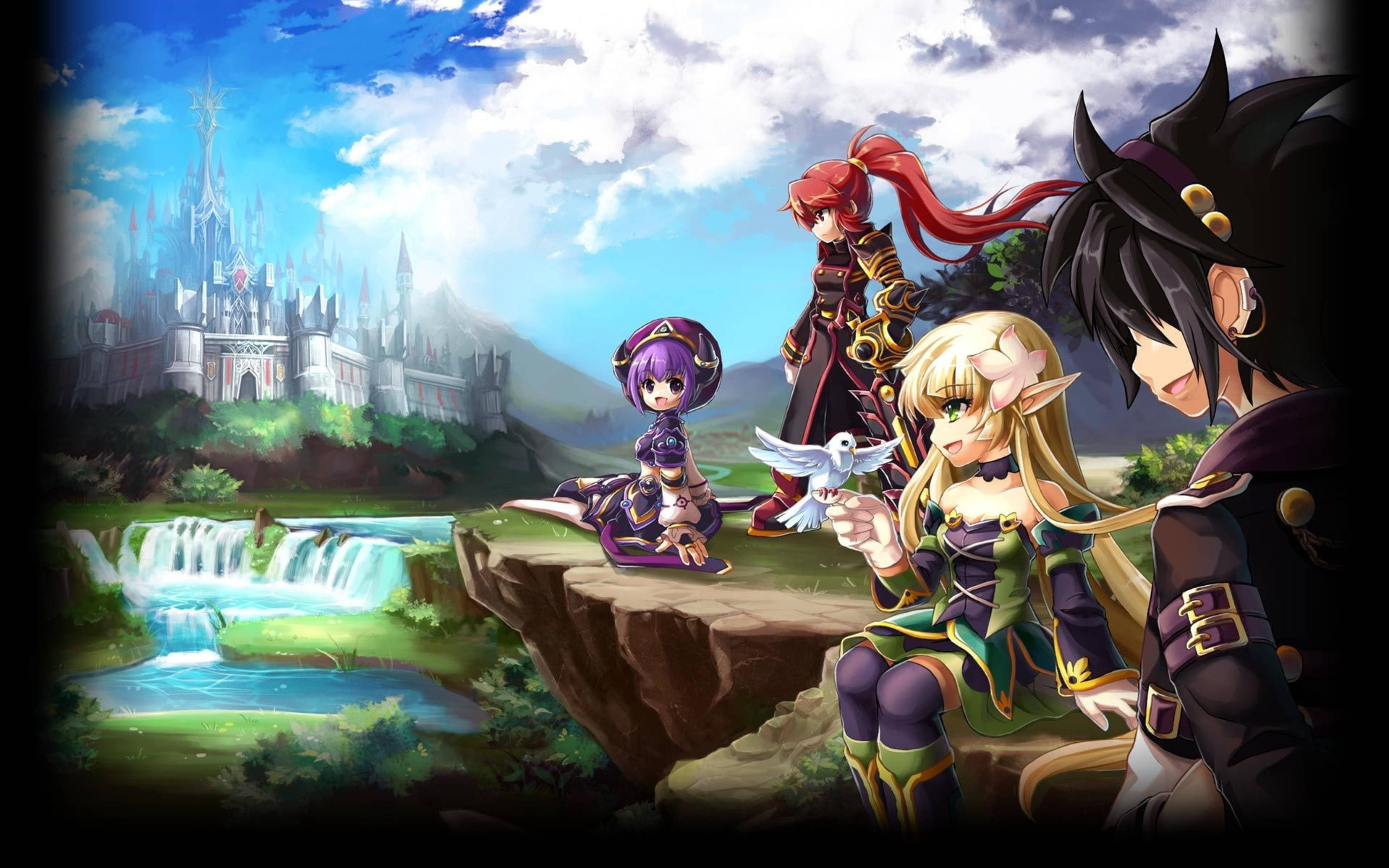 Grand Chase, anime characters, cliff, 5K Desktop Wallpaper
