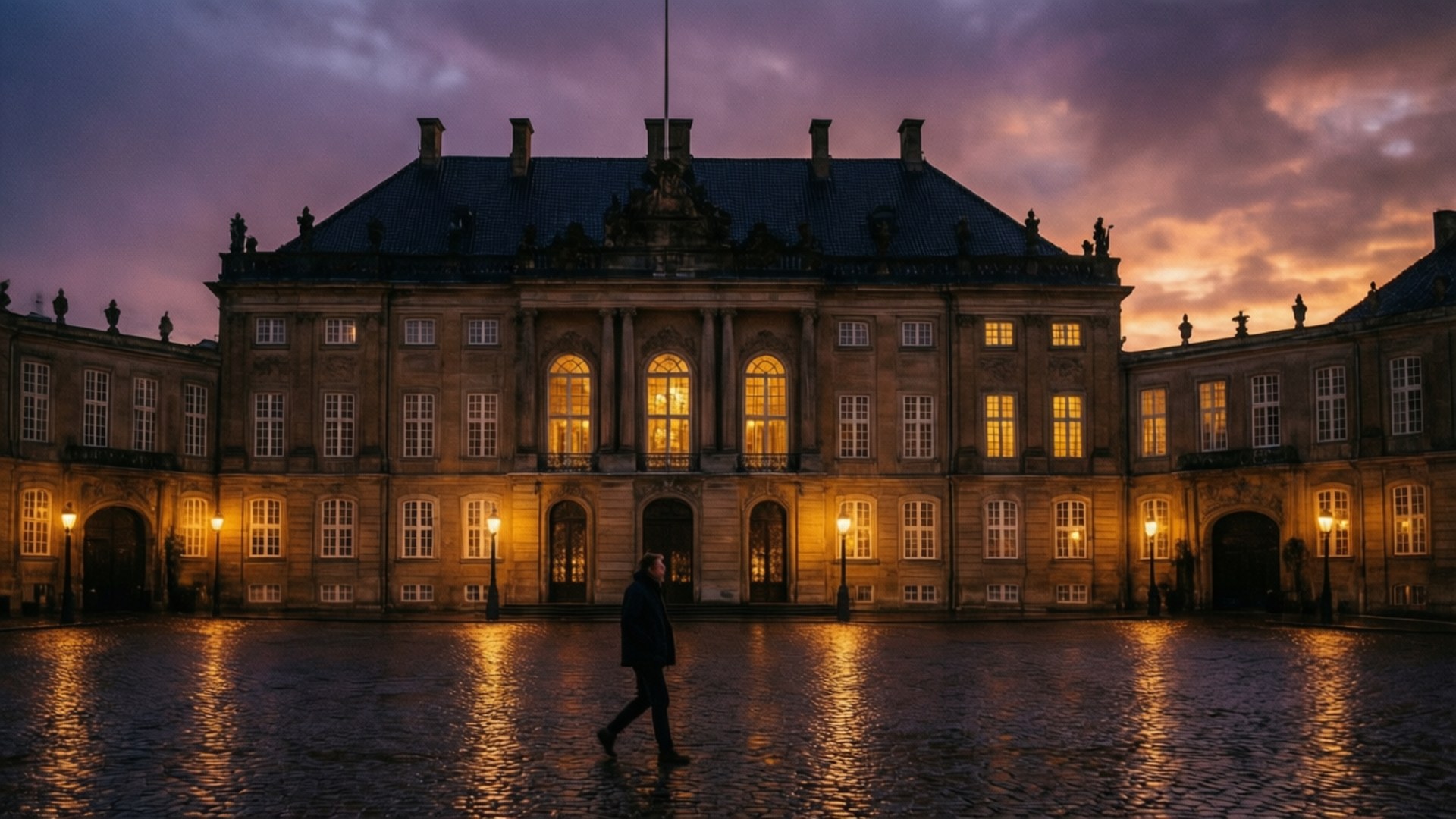 twilight reflections, warm lights, grand palace, Full HD Desktop Wallpaper
