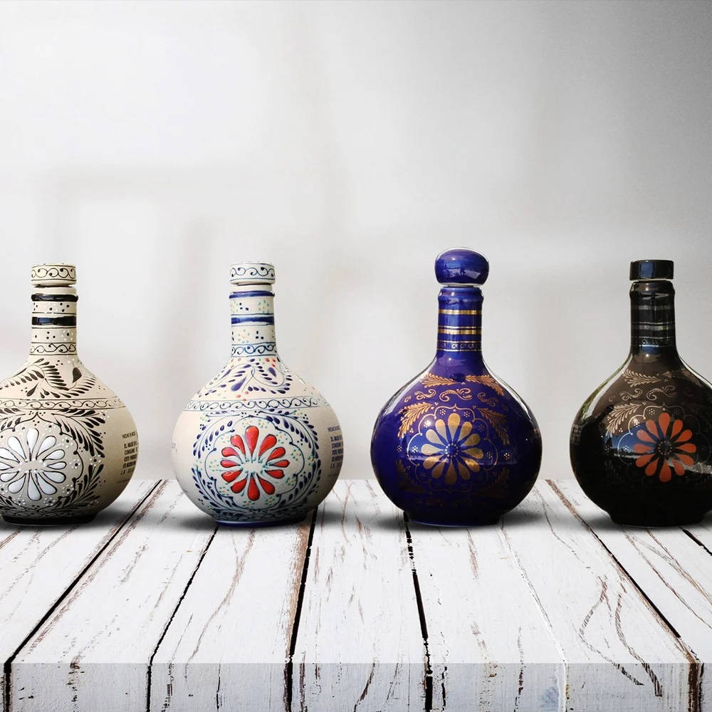 Grand Mayan, ceramic bottles, floral and geometric patterns, SD Desktop Wallpaper
