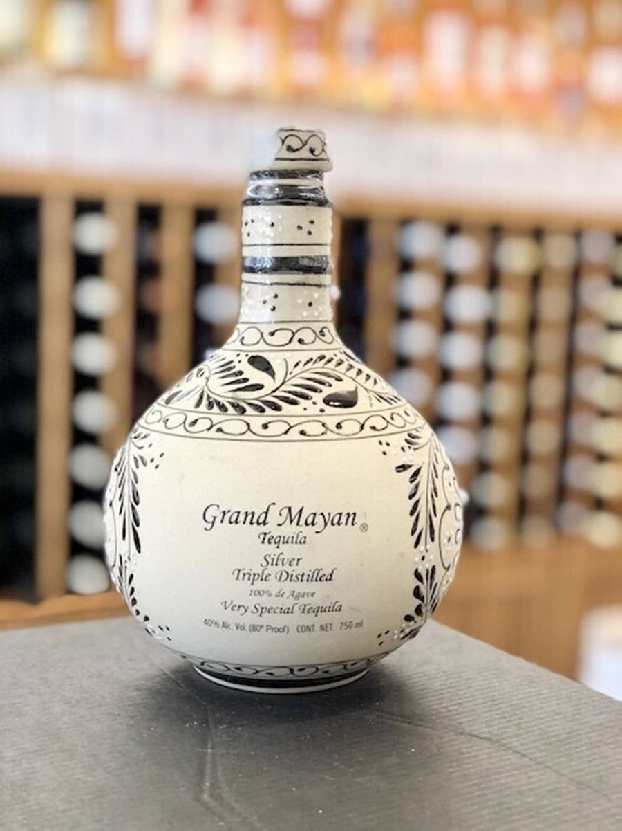 Grand Mayan, silver tequila, white ceramic bottle, SD Phone Wallpaper