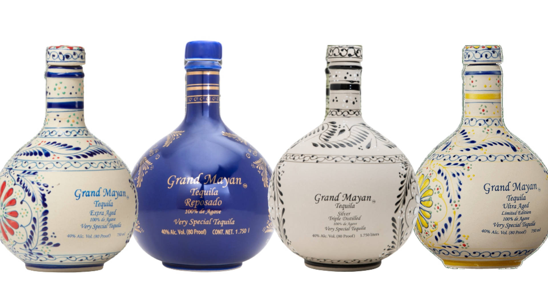 Grand Mayan, tequila bottles, ornately decorated, Full HD Desktop Wallpaper