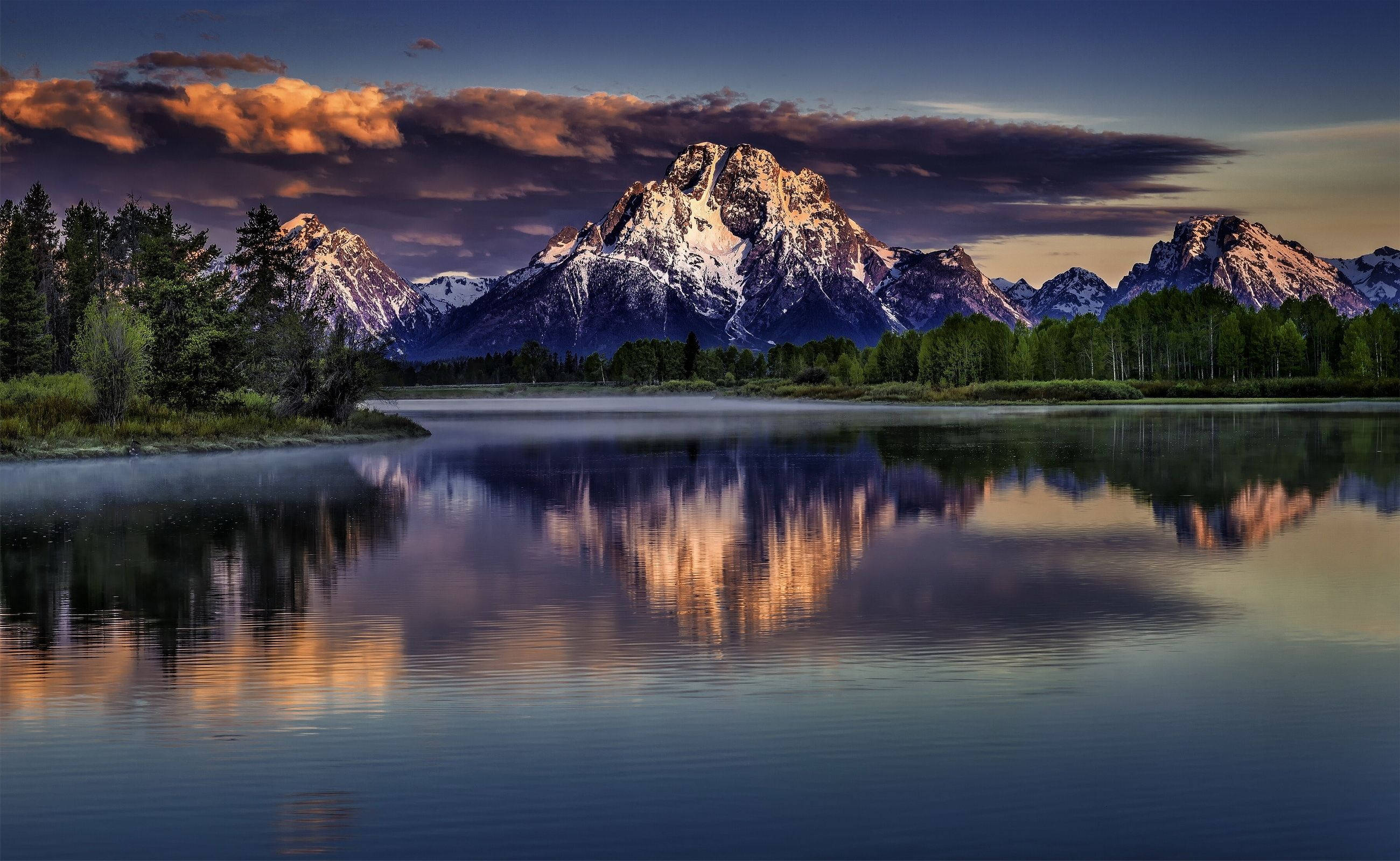 Grand Teton National Park, snowcapped mountains, calm lake, 2K Desktop Wallpaper