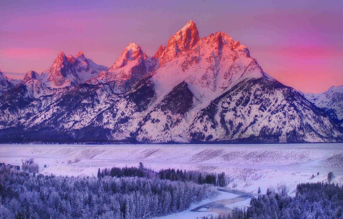 Grand Teton National Park, golden hour, snowcapped mountain peaks, HD Desktop Wallpaper