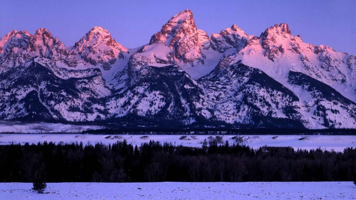 Grand Teton National Park, snowcapped mountains, dawn, SD Desktop Wallpaper