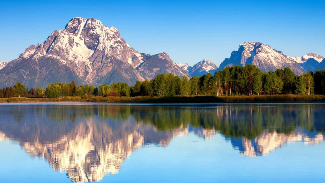 Grand Teton National Park, snowcapped mountains, calm lake, HD Desktop Wallpaper
