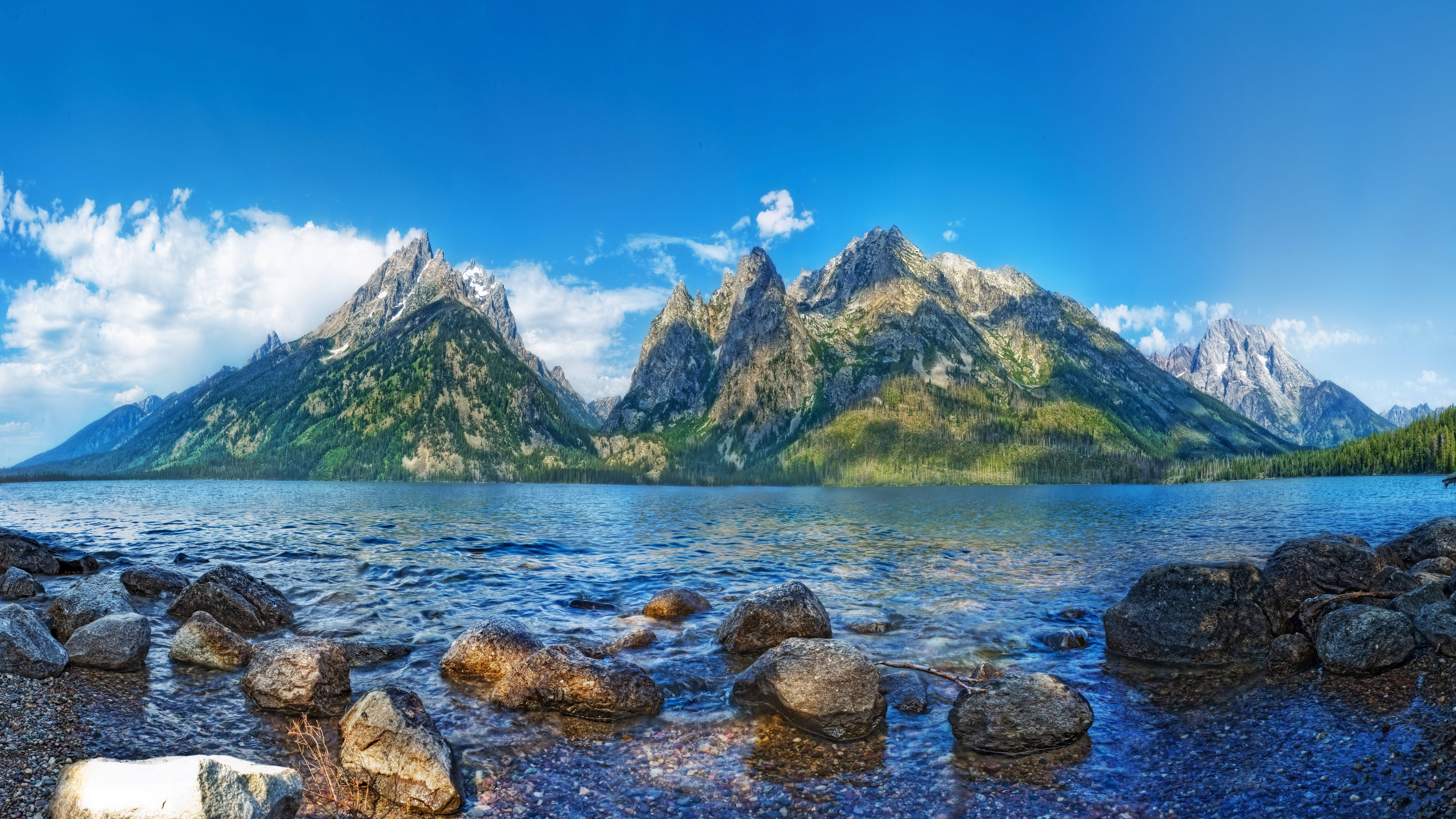 Grand Teton Lake, 8K Ultra HD, towering jagged mountains, 8K Desktop Wallpaper
