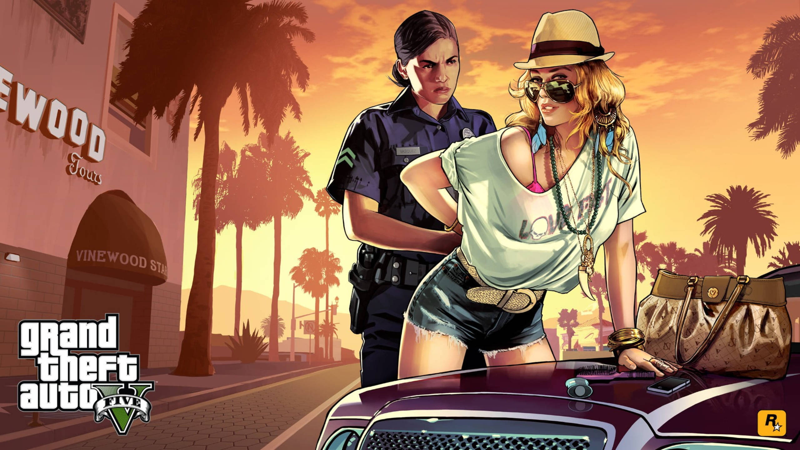 Grand Theft Auto, fedora, sunglasses, 2K Desktop Wallpaper