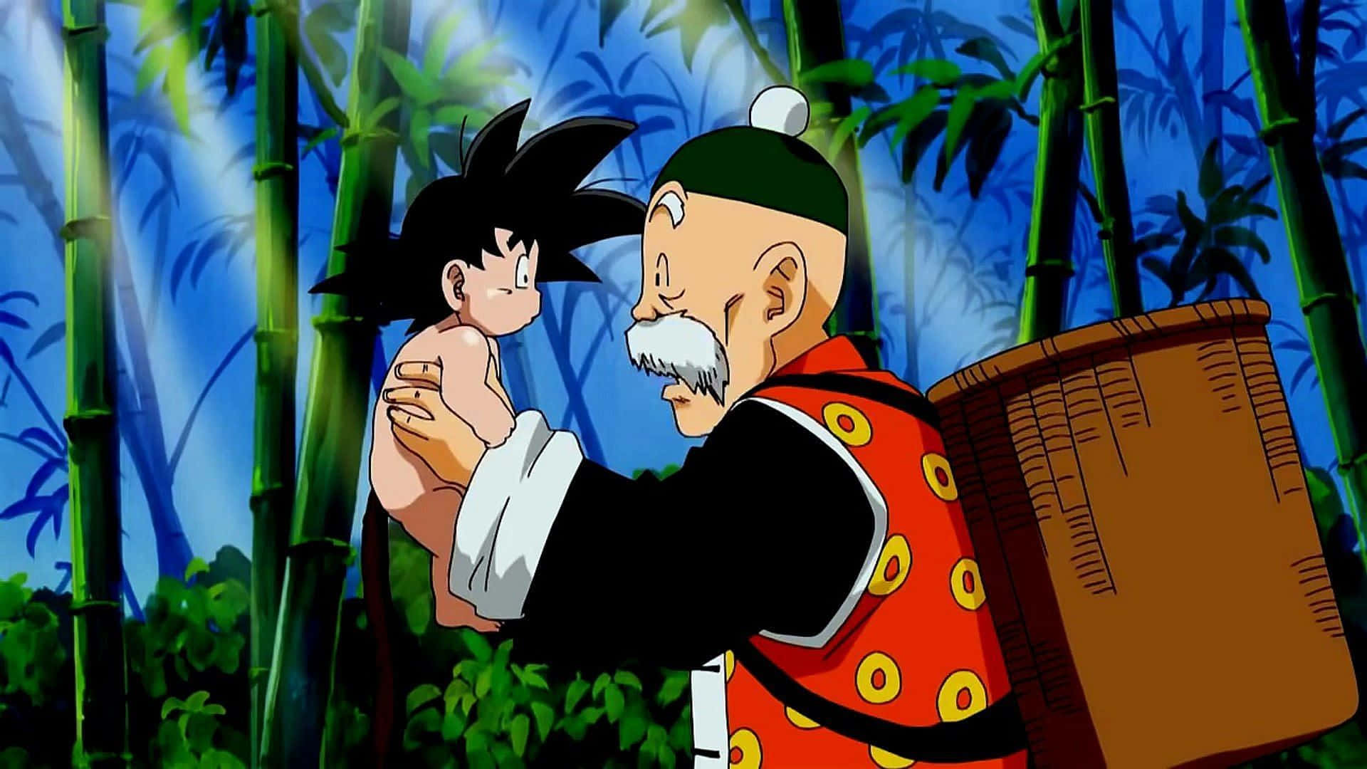 Grandpa Gohan, bamboo forest, white beard, Full HD Desktop Wallpaper