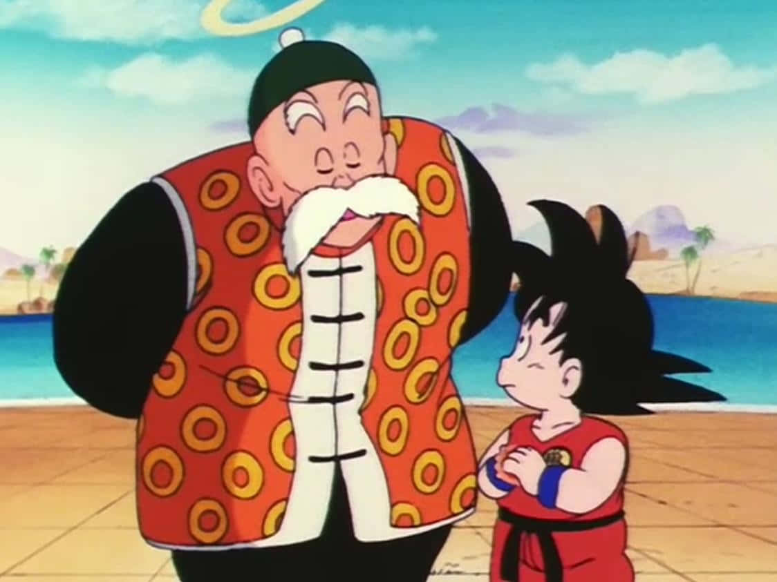 Grandpa Gohan, white mustache, halo, SD Desktop Wallpaper