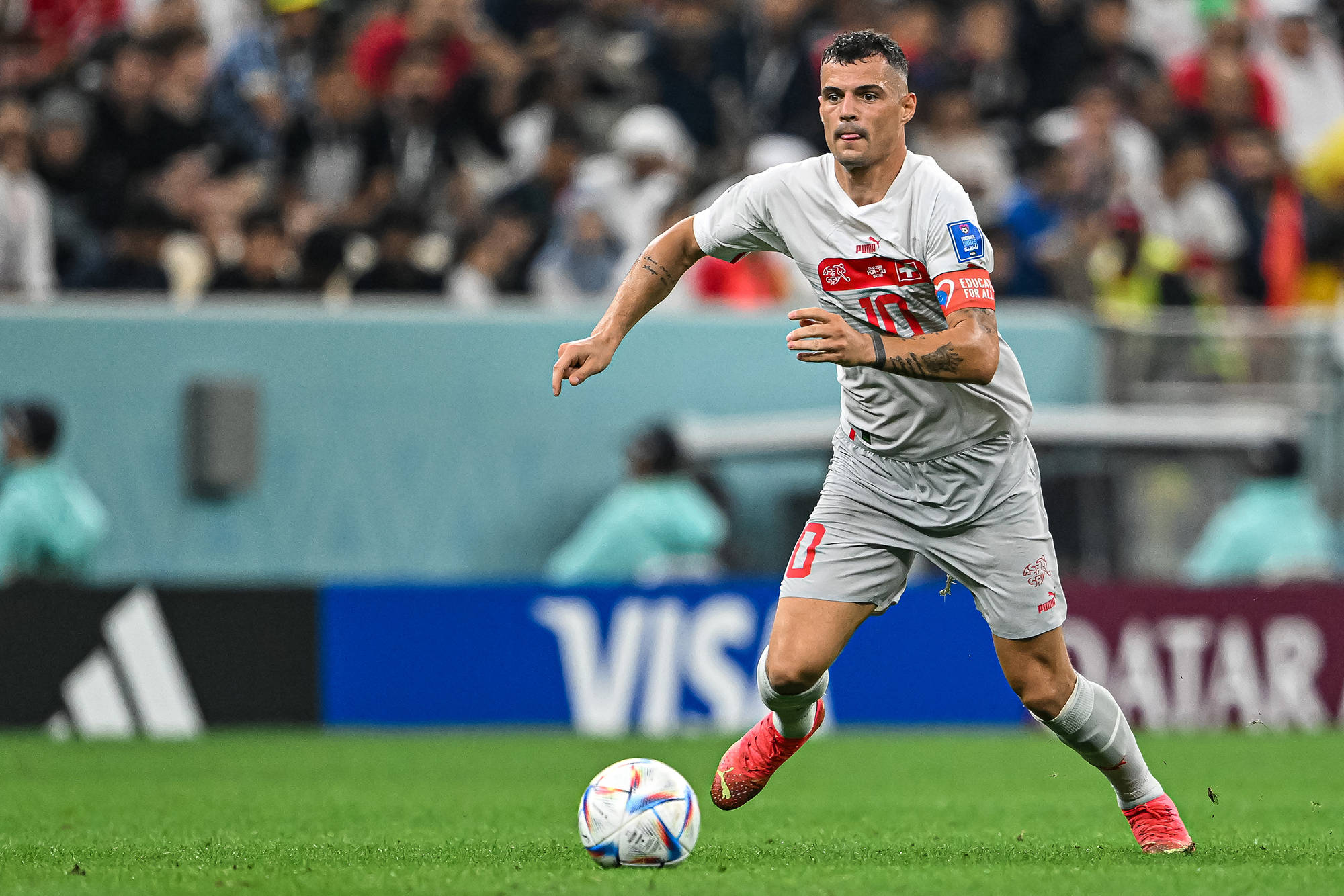 Granit Xhaka, gray kit, colorful ball, Full HD Desktop Wallpaper