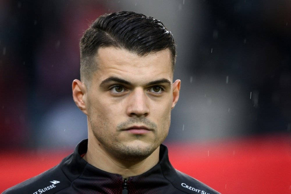 Granit Xhaka, slicked-back hair, stubble, SD Desktop Wallpaper