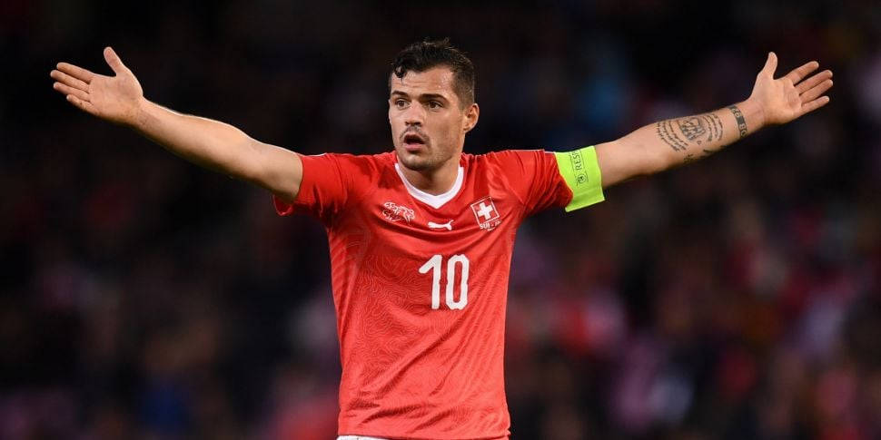 Granit Xhaka, red jersey, number 10, SD Desktop Wallpaper