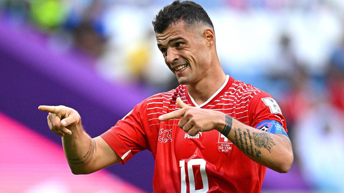 Granit Xhaka, red jersey, number 10, SD Desktop Wallpaper