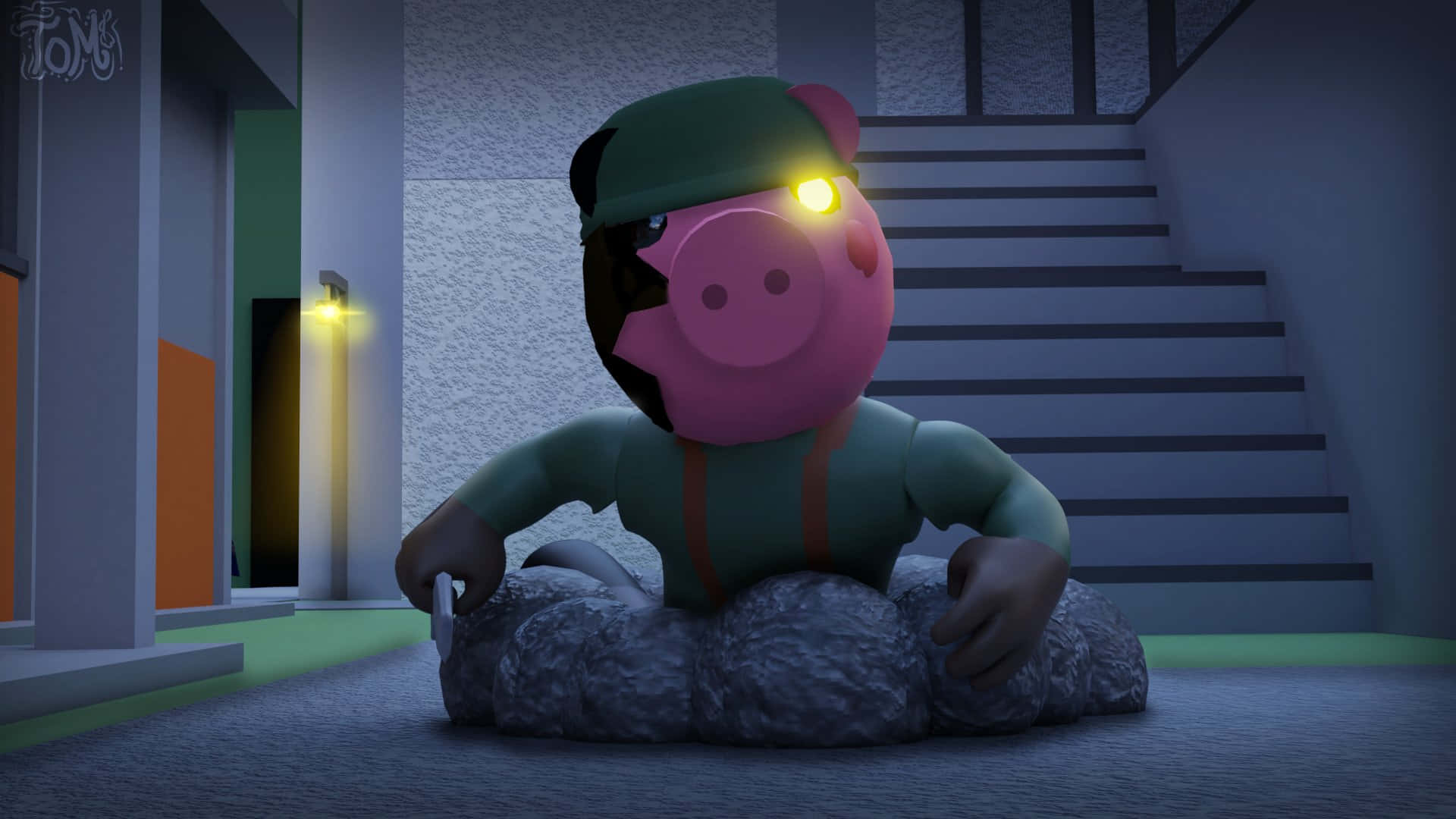 cool piggy, green cap, green shirt, Full HD Desktop Wallpaper