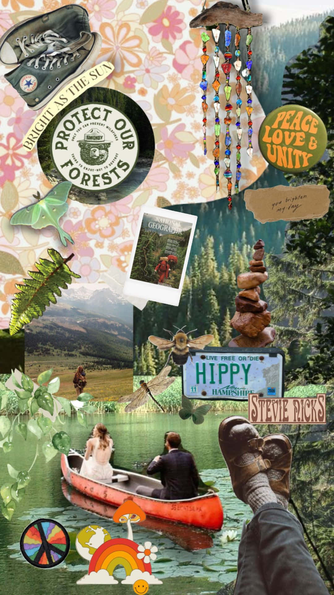 Granola Girl Aesthetic, collage, nature photos, Full HD Phone Wallpaper