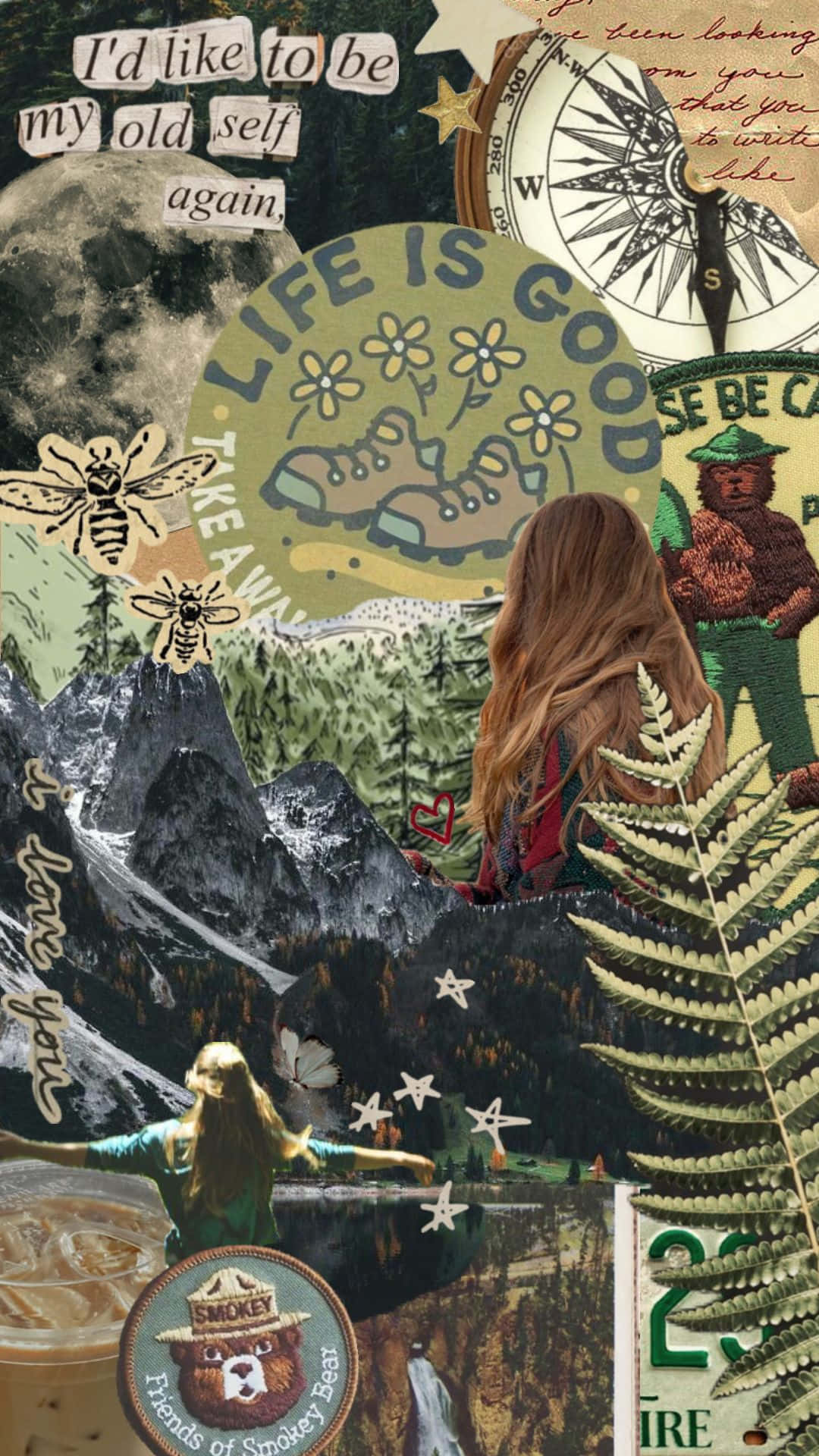Granola Girl, vintage stickers, nature scenes, Full HD Phone Wallpaper