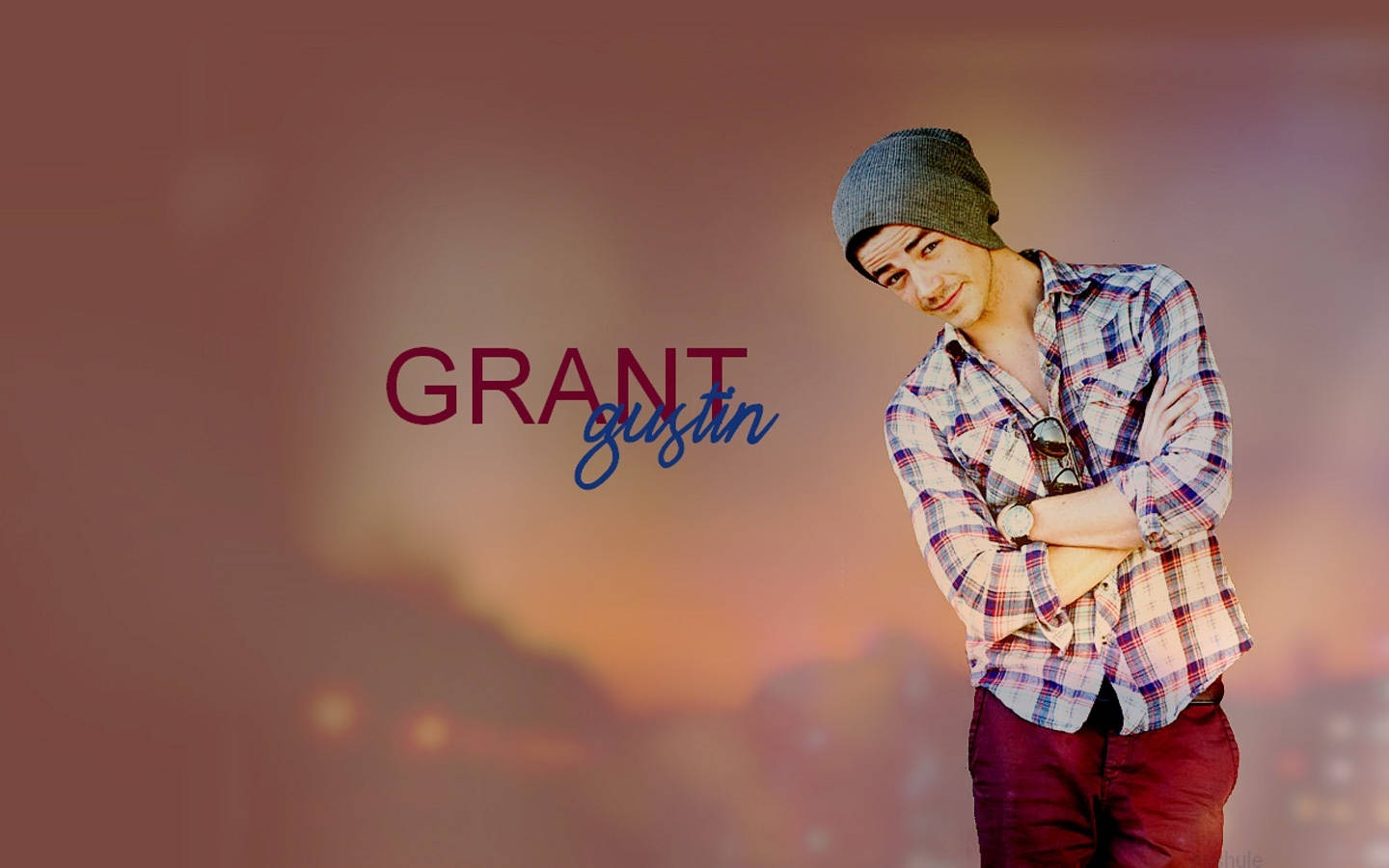 Grant Gustin, plaid shirt, beanie, HD Desktop Wallpaper