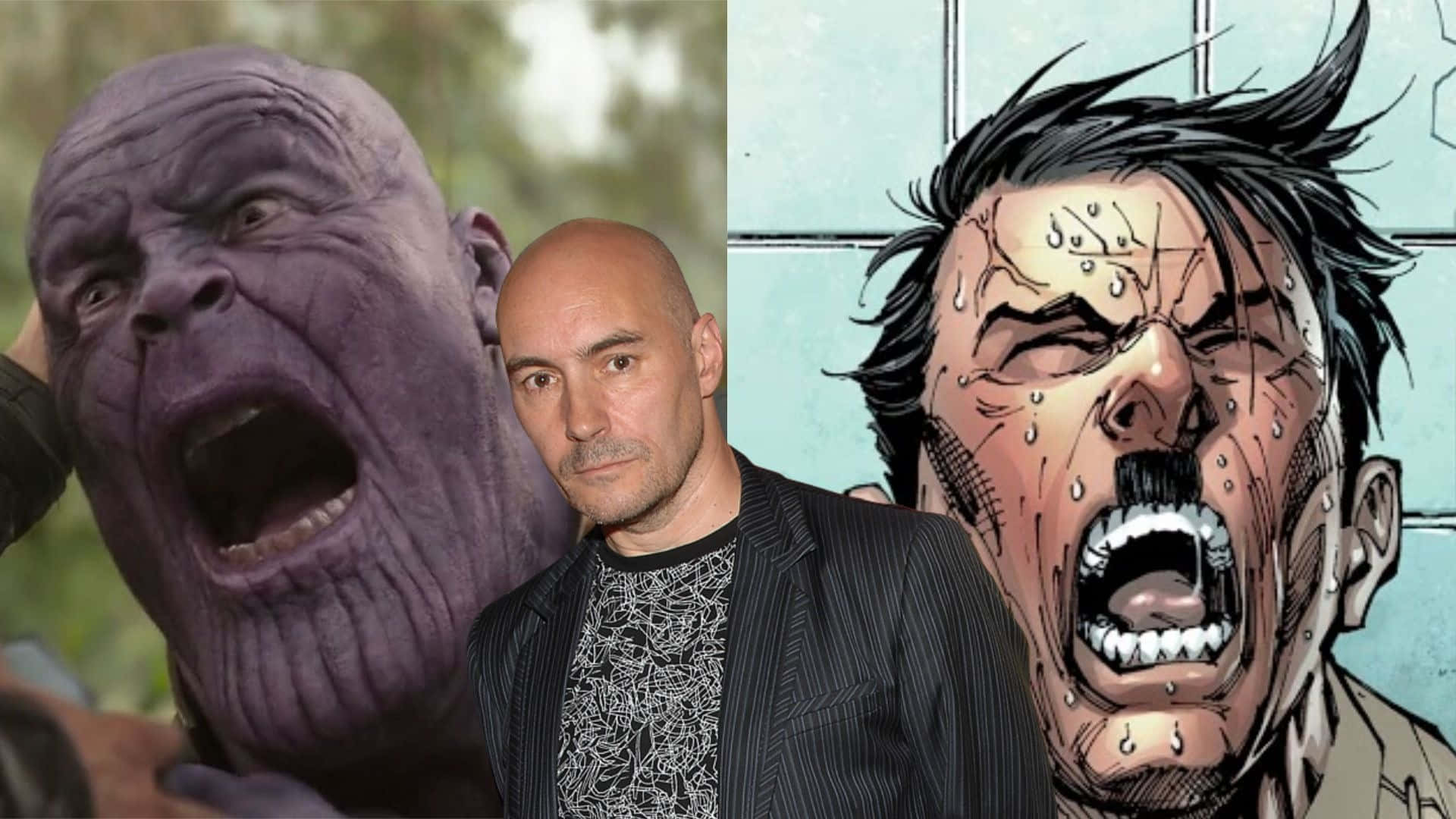 Grant Morrison, purple-skinned screaming villain, comic book character, Full HD Desktop Wallpaper