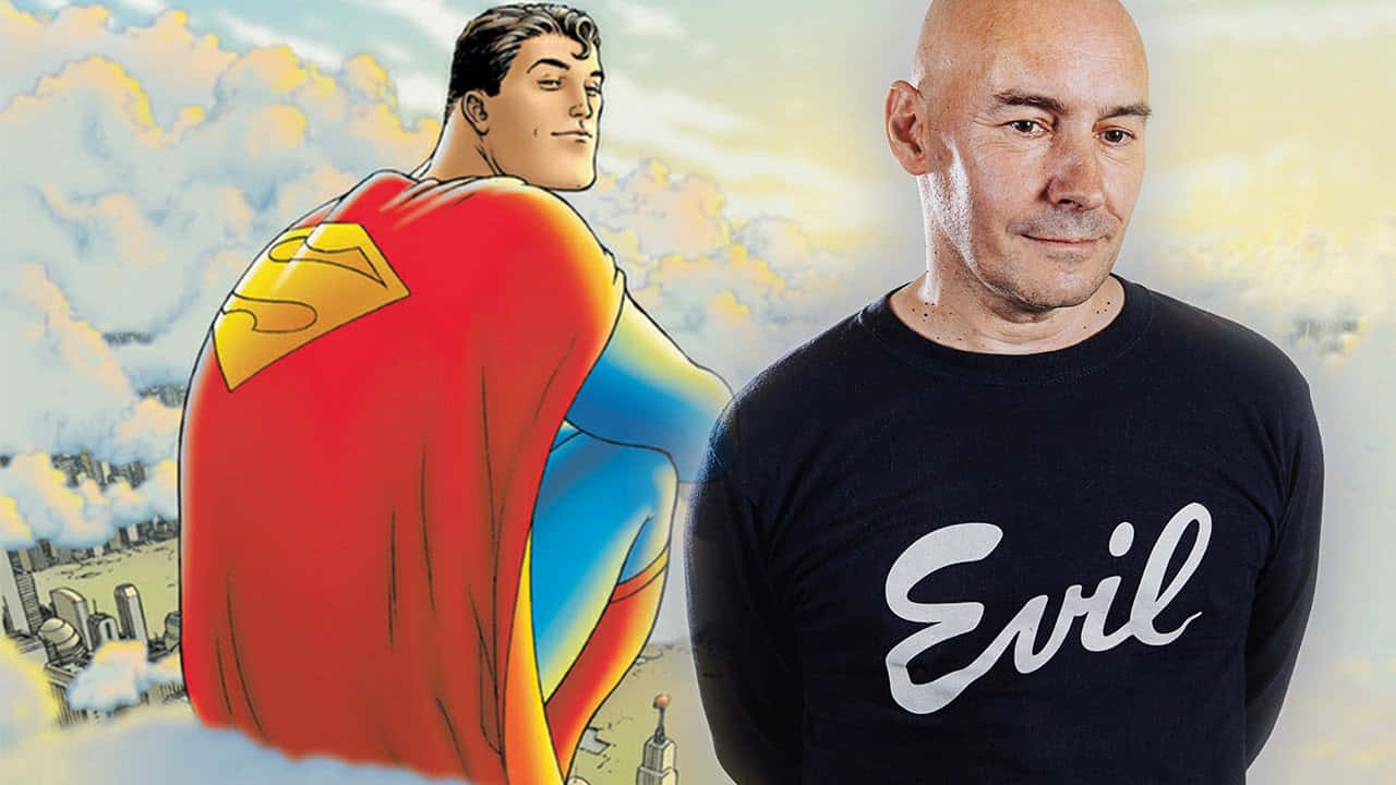 Grant Morrison, Evil t-shirt, comic-style Superman, HD Desktop Wallpaper