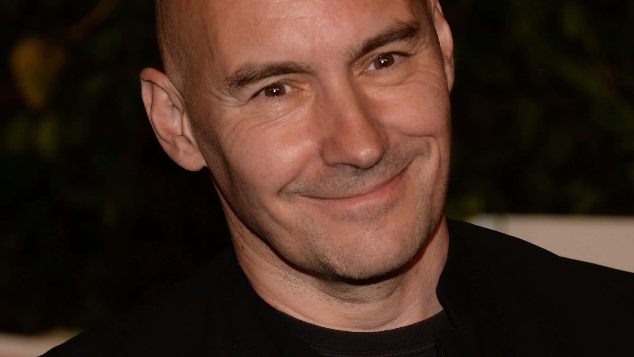 Grant Morrison, bald man, black shirt, Full HD Desktop Wallpaper