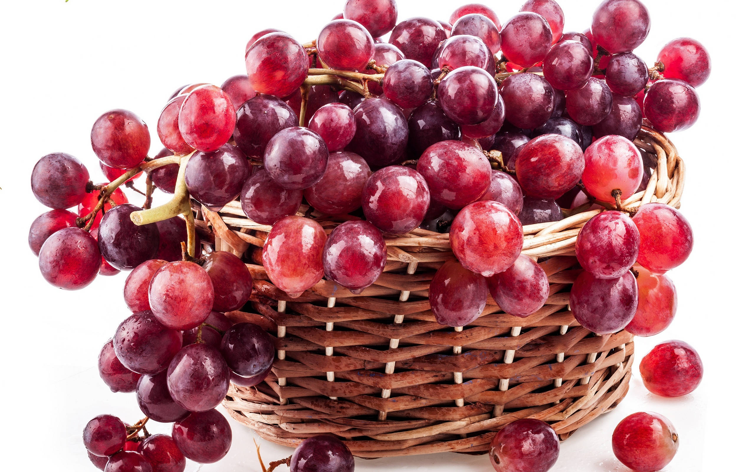 red grape, basket, plump, 2K Desktop Wallpaper